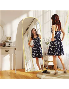 HOMCOM 165cm Aluminium Frame Standing Mirror - Gold 2