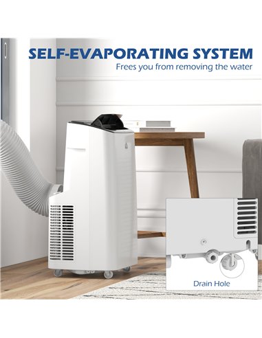 HOMCOM 14000 BTU Mobile Air Conditioner for Room up to 35m², Smart Home WiFi Compatible, with Dehumidifier, Fan, 24H Timer