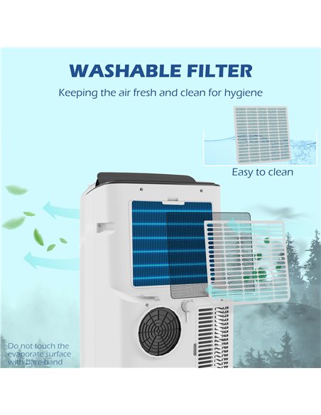 HOMCOM 14000 BTU Mobile Air Conditioner for Room up to 35m², Smart Home WiFi Compatible, with Dehumidifier, Fan, 24H Timer