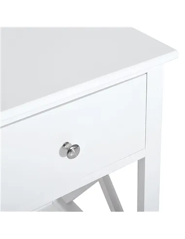 HOMCOM End Table, Sofa Side Table with Drawer X Bar Bottom Storage Shelf, Nightstand Bedside Table for Bedroom or Living Room Wh