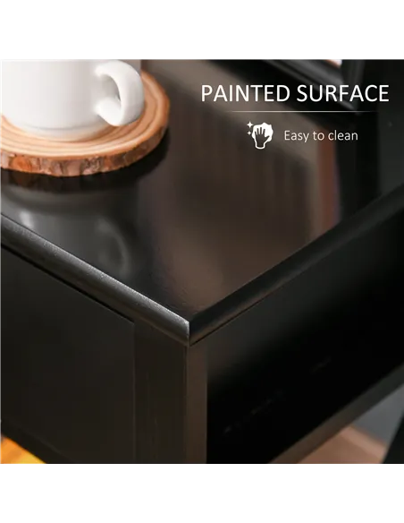 HOMCOM End Table, Sofa Side Table with Drawer X Bar Bottom Storage Shelf, Nightstand Bedside Table for Bedroom or Living Room Bl