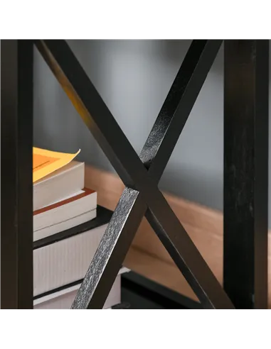 HOMCOM End Table, Sofa Side Table with Drawer X Bar Bottom Storage Shelf, Nightstand Bedside Table for Bedroom or Living Room Bl