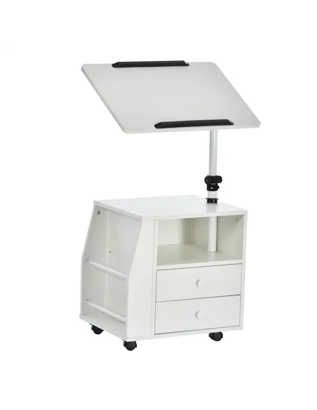 HOMCOM Functional Swivel Bedside Table End Table Side Table for Living Room Nightstand for Bedroom