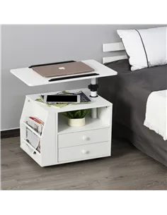 HOMCOM Functional Swivel Bedside Table End Table Side Table for Living Room Nightstand for Bedroom 2