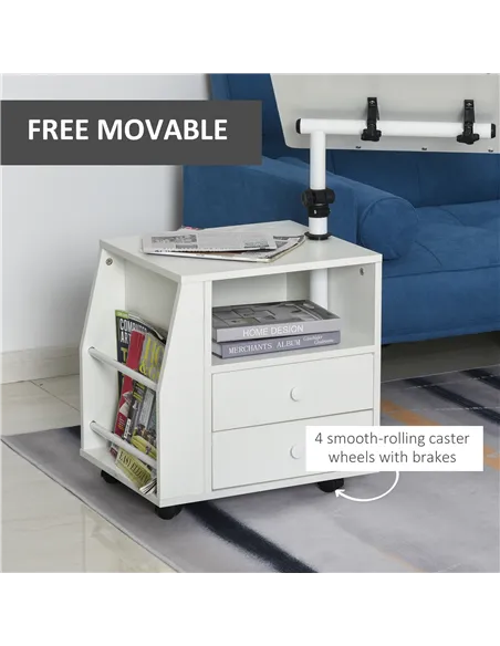 HOMCOM Functional Swivel Bedside Table End Table Side Table for Living Room Nightstand for Bedroom