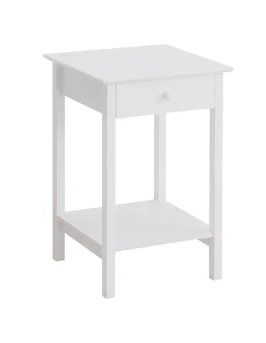 HOMCOM White Bedside Table, Wooden Side Table, Nightstand, Bedside Cabinet with Drawer and Storage Shelf for Bedroom and Living 