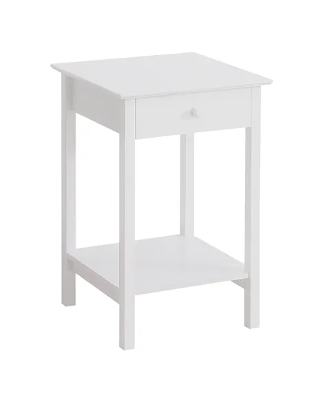 HOMCOM White Bedside Table, Wooden Side Table, Nightstand, Bedside Cabinet with Drawer and Storage Shelf for Bedroom and Living 