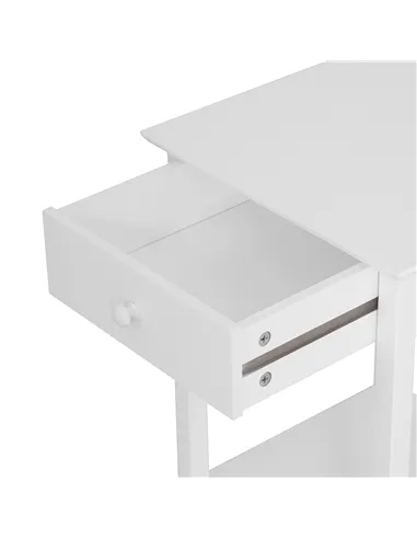 HOMCOM White Bedside Table, Wooden Side Table, Nightstand, Bedside Cabinet with Drawer and Storage Shelf for Bedroom and Living 