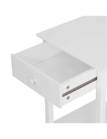 HOMCOM White Bedside Table, Wooden Side Table, Nightstand, Bedside Cabinet with Drawer and Storage Shelf for Bedroom and Living 