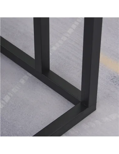 HOMCOM C Shape Bedside Table w/Metal Frame Marble-Effect Top Sofa Narrow Snack End Table for Living Room, Black