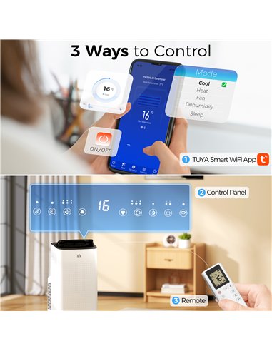 HOMCOM 12000 BTU App-Controlled Mobile Air Conditioner - White