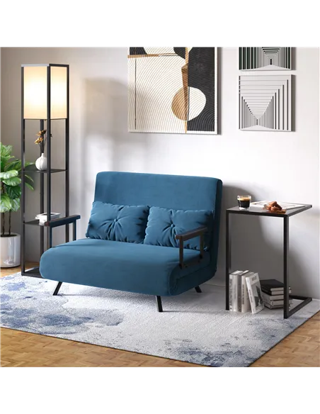 HOMCOM C-Shaped Side Table, Bedside Table with Metal Frame, Accent Sofa Couch Table for Living room, Bedroom, Brown and Black