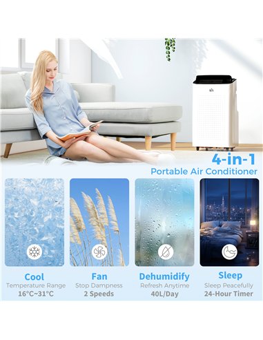 HOMCOM 12000 BTU App-Controlled Mobile Air Conditioner - White