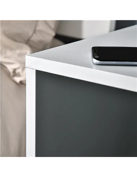 HOMCOM Modern Side Table Three Layer Bedside Table Nightstand with 2 Storage Shelves, for Living room, Bedroom, Grey