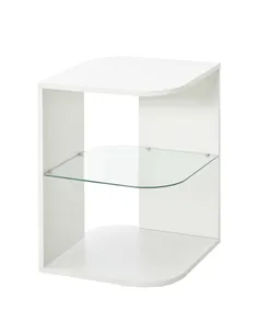 HOMCOM Modern Side Table Three Layer Bedside Table Nightstand with 2 Storage Shelves, for Living room, Bedroom, White