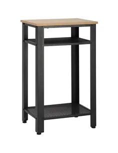 HOMCOM Tall Side Table with 3 Layer 2 Shelves Storage Display Industrial-Style Metal Frame Bedside End Table Nightstand for Livi