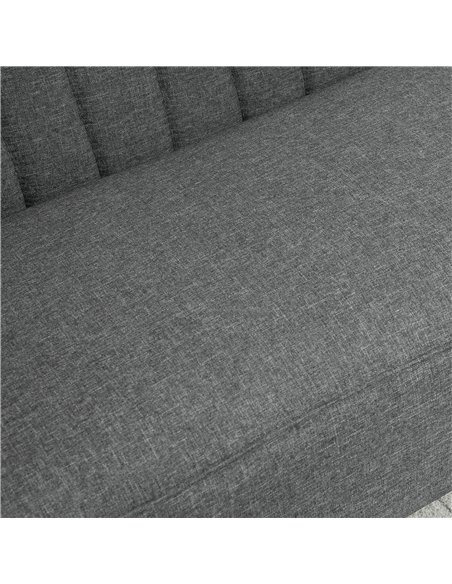 HOMCOM Modern Double Seat Sofa Loveseat Couch 2 Seater Compact Sofa Padded Linen Wood Leg Grey