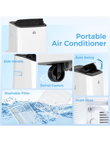HOMCOM 12000 BTU App-Controlled Mobile Air Conditioner - White