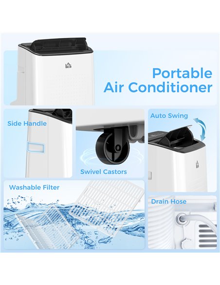 HOMCOM 12000 BTU App-Controlled Mobile Air Conditioner - White