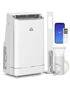 HOMCOM 14000 BTU Mobile Air Conditioner, 35m², Smart Home WiFi, with Dehumidifier, Fan, 24H Timer, Window Kit, White