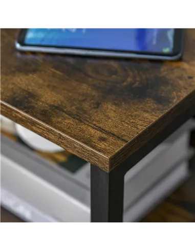 HOMCOM Industrial Side Table with Drawer, Sofa Table, Bedside Cabinet with Storage Shelf, Slim Nightstand for Living Room, Bedro