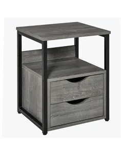 HOMCOM Industrial Side Table with Drawer, Sofa Table, Bedside Cabinet with Storage Shelf, Slim Nightstand for Living Room, Bedro