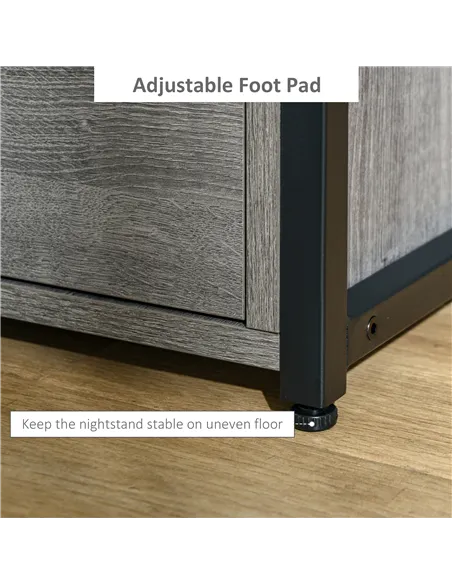 HOMCOM Industrial Side Table with Drawer, Sofa Table, Bedside Cabinet with Storage Shelf, Slim Nightstand for Living Room, Bedro