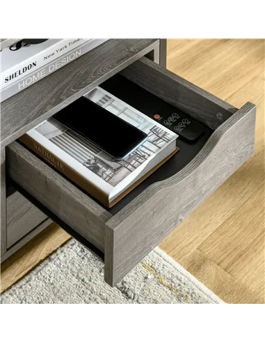 HOMCOM Industrial Side Table with Drawer, Sofa Table, Bedside Cabinet with Storage Shelf, Slim Nightstand for Living Room, Bedro