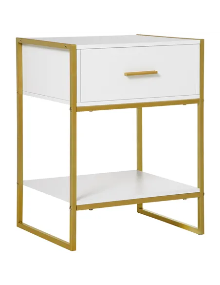 HOMCOM Modern Bedside Table - White