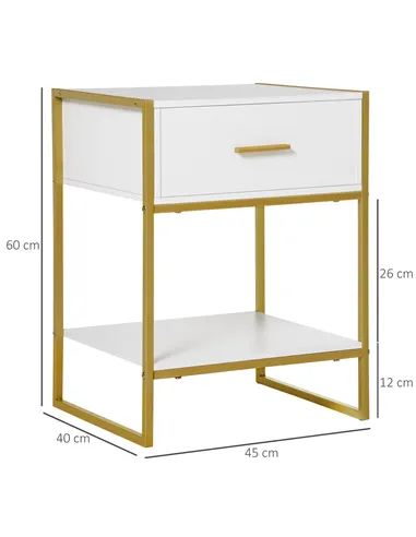 HOMCOM Modern Bedside Table - White