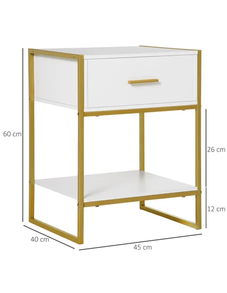 HOMCOM Modern Bedside Table - White