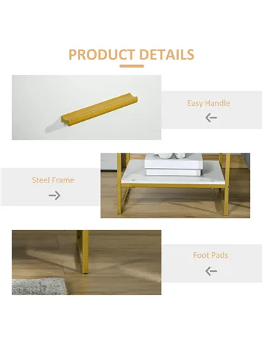 HOMCOM Modern Bedside Table - White