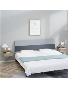 HOMCOM Set of Two Floating Bedside Tables - Oak Tone 2