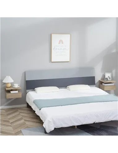 HOMCOM Set of Two Floating Bedside Tables - Oak Tone