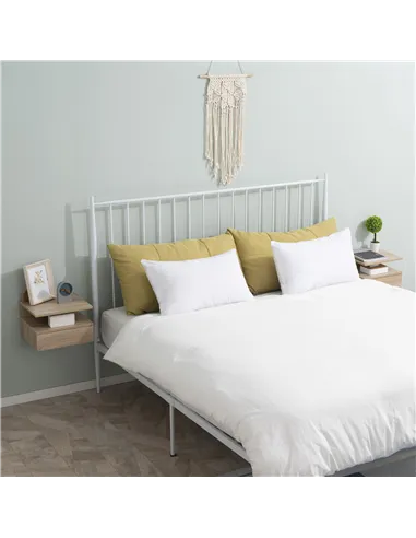 HOMCOM Set of Two Floating Bedside Tables - Oak Tone