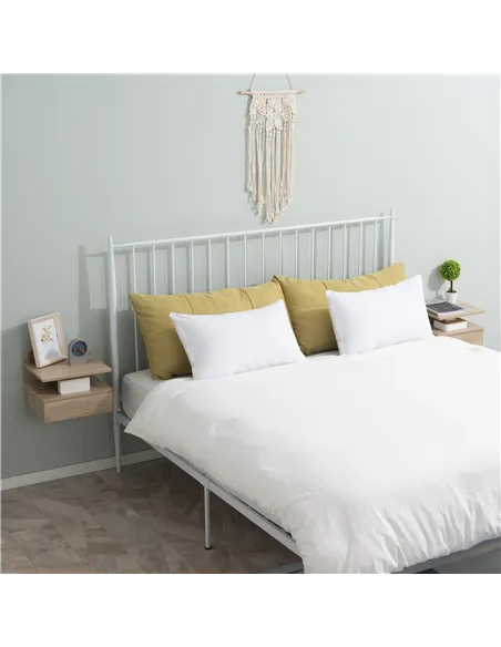 HOMCOM Set of Two Floating Bedside Tables - Oak Tone