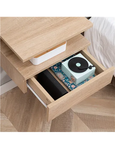 HOMCOM Set of Two Floating Bedside Tables - Oak Tone