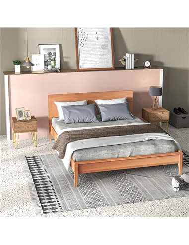 HOMCOM Bedside Table Set of 2 with Drawer, Wooden Nightstand, Modern Sofa Side Table with Gold Tone Metal Legs for Bedroom