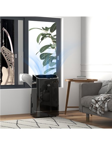 HOMCOM 14000 BTU Mobile Air Conditioner, 35m², Smart Home WiFi, with Dehumidifier, Fan, 24H Timer, Window Kit, Black