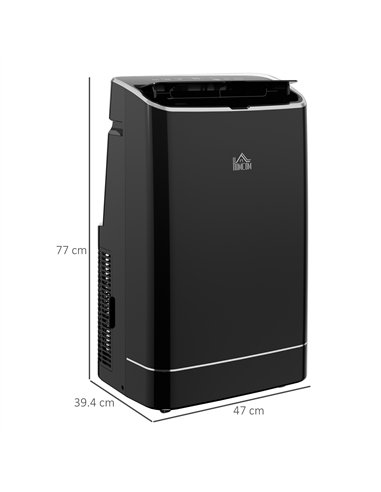 HOMCOM 14000 BTU Mobile Air Conditioner, 35m², Smart Home WiFi, with Dehumidifier, Fan, 24H Timer, Window Kit, Black