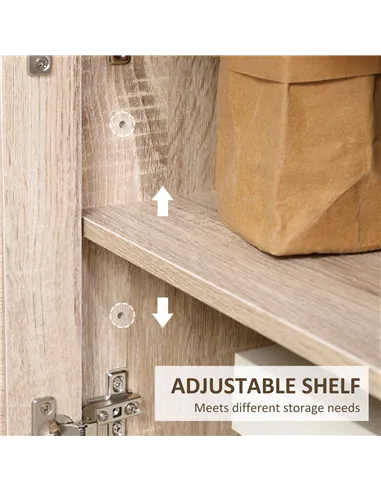 HOMCOM Bedside Table, Bedside Cabinet with Storage Cupboard, Side End Table with Rattan Element for Living Room, Bedroom, Set of