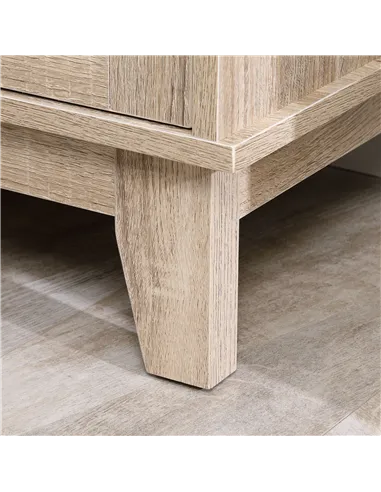 HOMCOM Bedside Table, Bedside Cabinet with Storage Cupboard, Side End Table with Rattan Element for Living Room, Bedroom, Set of