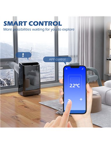 HOMCOM 14000 BTU Mobile Air Conditioner, 35m², Smart Home WiFi, with Dehumidifier, Fan, 24H Timer, Window Kit, Black