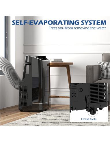 HOMCOM 14000 BTU Mobile Air Conditioner, 35m², Smart Home WiFi, with Dehumidifier, Fan, 24H Timer, Window Kit, Black