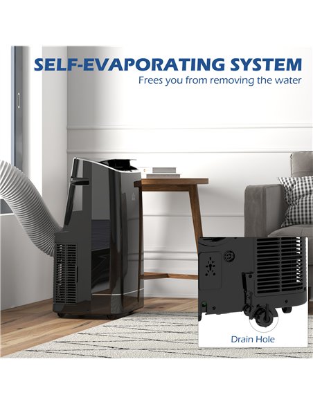 HOMCOM 14000 BTU Mobile Air Conditioner, 35m², Smart Home WiFi, with Dehumidifier, Fan, 24H Timer, Window Kit, Black