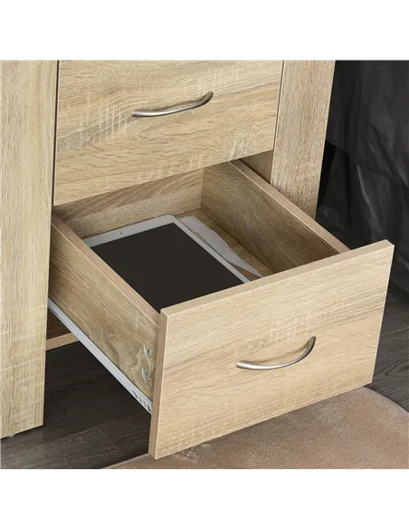 HOMCOM Bedside Table with 2 Drawers, Nightstand with Handles and Elevated Base, Side Table for Bedroom, Living Room, Set of 2, B
