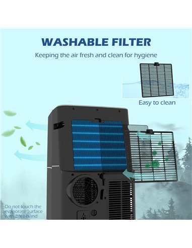 HOMCOM 14000 BTU Mobile Air Conditioner, 35m², Smart Home WiFi, with Dehumidifier, Fan, 24H Timer, Window Kit, Black