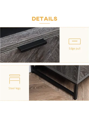 HOMCOM Bedside Table with Drawer and Shelf, Side End Table with Steel Legs for Living Room, Bedroom, Set of 2, Dark Grey