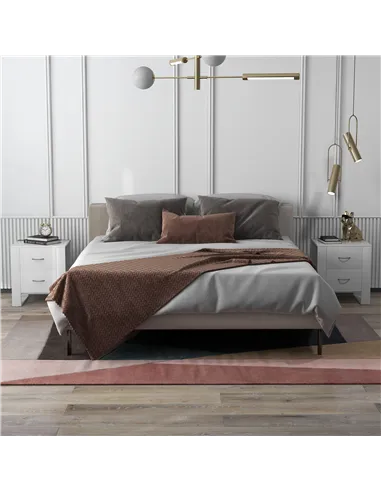 HOMCOM Bedside Table with 2 Drawers, Nightstand with Handles and Elevated Base, Side Table for Bedroom, Living Room, Set of 2, W