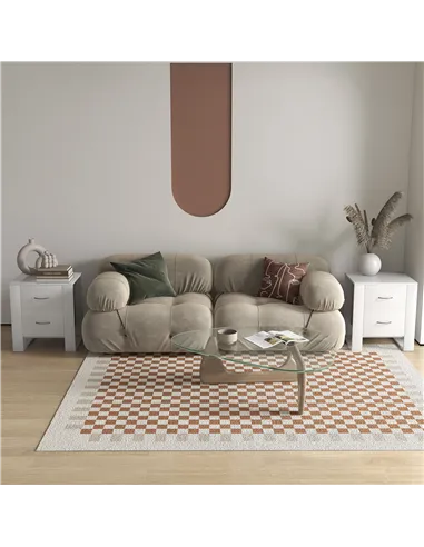 HOMCOM Bedside Table with 2 Drawers, Nightstand with Handles and Elevated Base, Side Table for Bedroom, Living Room, Set of 2, W